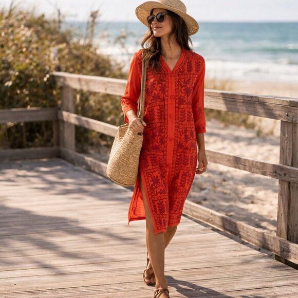 Dresses & Skirts - Embroidered cotton tunic - size XS/S